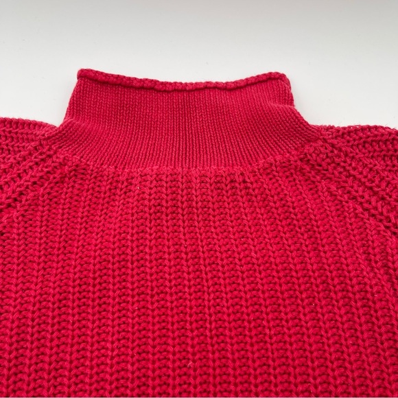 Vintage Forenza Sweater Womens Red Roll Mock Neck Cable Knit Pullover 80s *READ* - Picture 4 of 7